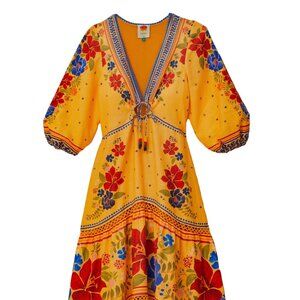 Farm Rio Floral Yard Maxi Dress In Yellow Multi - XL